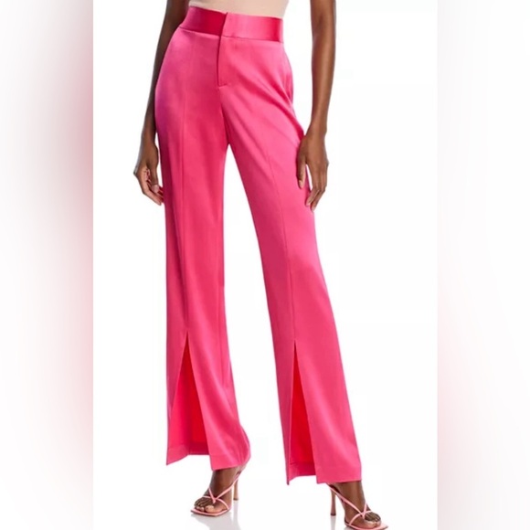Alice + Olivia Pants - Alice + Olivia Jody Satin High Waist Slit Front Pants Size 8 EUC